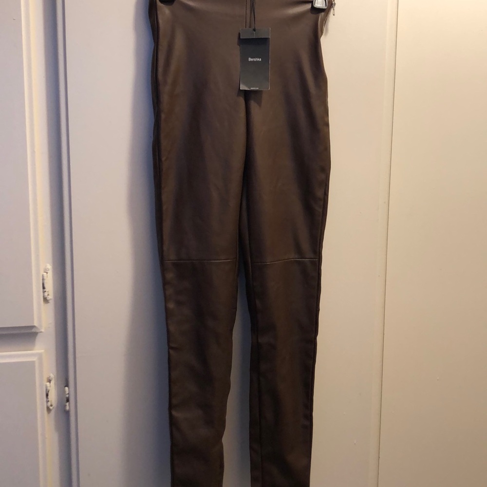 Bershka European soft brown leather pants